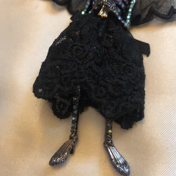 Betsey Johnson Hematite Tone Dark Magic Skeleton Bride Pendant Necklace NWT - Picture 8 of 15